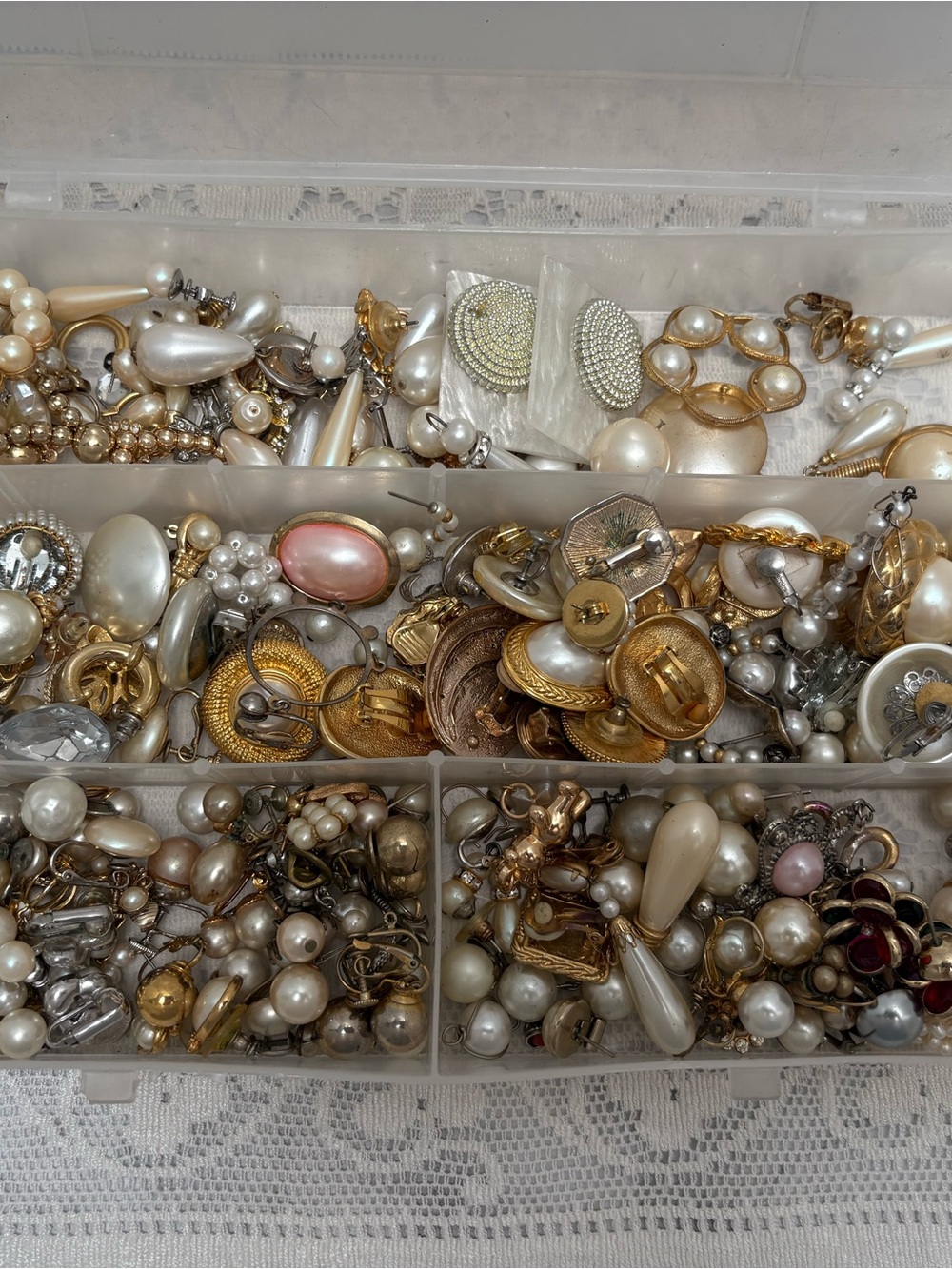 Vintage Pearl and Gold Drop mixed Earrings - Classic Ivory and Gold for crafts